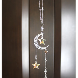 ショートタイプ✨光星（三ツ星）＆輝月 （シルバームーン）サンキャッチャー（Swarovski クリスタル） 5枚目の画像