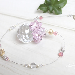 Swarovski クリスタル 30mmボール 小さなpink heart のLOVE（初恋）サンキャッチャー 3枚目の画像