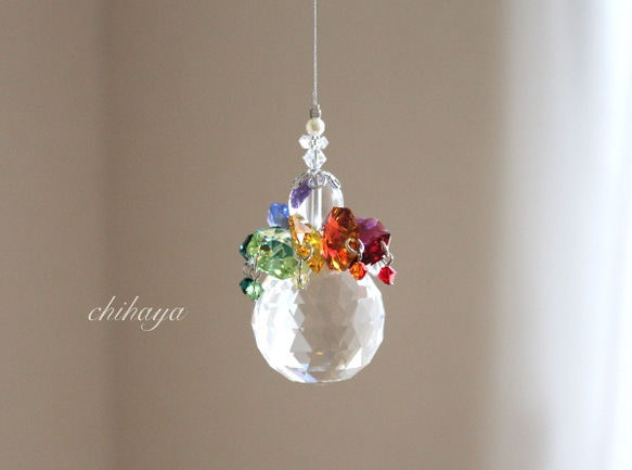 サンキャッチャースワロフスキー さーちん様ご確認ページ✩.*˚ Swarovskiクリスタル 七色の花びら輝くロングサンキャッチャー サン