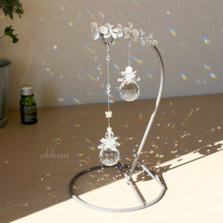 サンキャッチャー♡ハンドメイド「Swarovski✧︎パステルツリー」 new* スワロフスキークリスタル ✨シルバーフラワーとツインボールサン