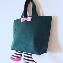 足付きエコバック(A)ECO BAG ミニトート (bottle green) 4枚目の画像