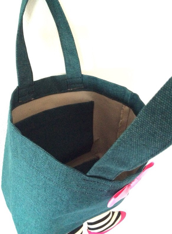 足付きエコバック(A)ECO BAG ミニトート (bottle green) 5枚目の画像