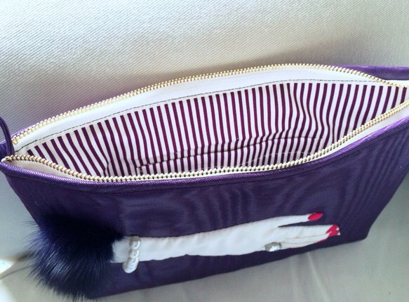 送料無料☆Madame's Hand clutch bag (grape&mink) 5枚目の画像