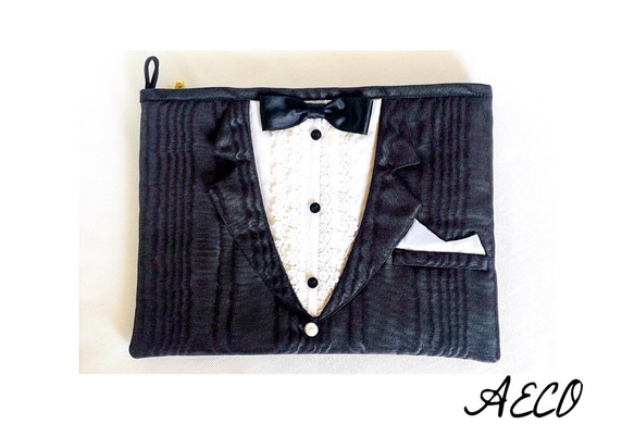 I ♥︎ tuxedo clutch bag (black)☆送料無料☆ 4枚目の画像