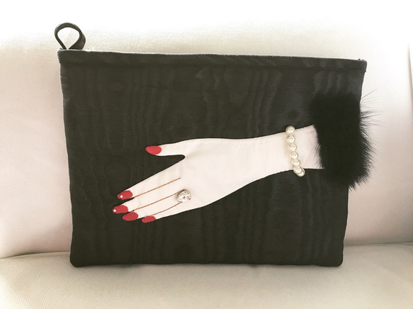 Madame's Hand clutch bag (black&mink)サンプル作品 2枚目の画像