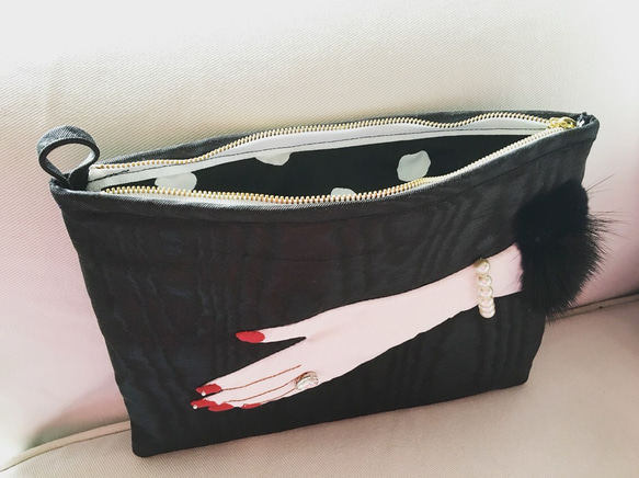 Madame's Hand clutch bag (black&mink)サンプル作品 3枚目の画像