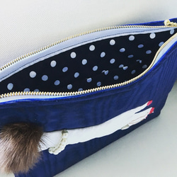 Madame's Hand clutch bag (navy&mink) 5枚目の画像