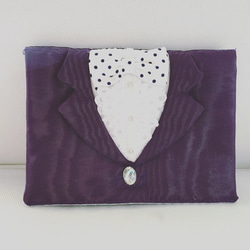 ♥︎ Tuxedo mini pouch (grape) 4枚目の画像