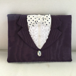 ♥︎ Tuxedo mini pouch (grape) 5枚目の画像