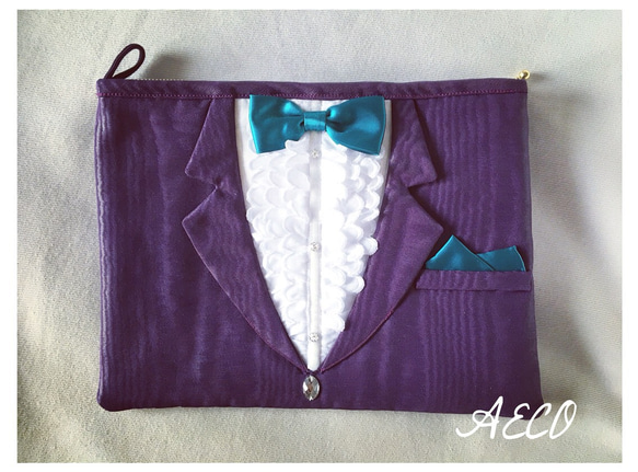 sale♪l ♥︎ Tuxedo クラッチバッグ (grape) 1枚目の画像