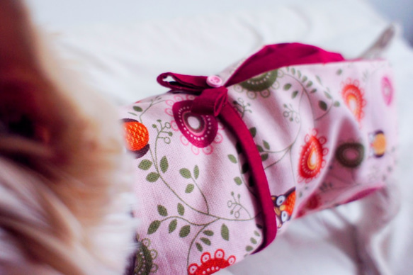 可訂製。可愛粉紅貓頭鷹洋裝 寵物衣 第5張的照片