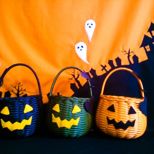 ≪受注生産≫【L1個＆M2個】ハロウィン カボチャのバスケット