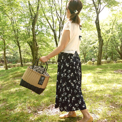 Magnolia　ベージュ×黒　かごバッグ　バイカラー 2枚目の画像