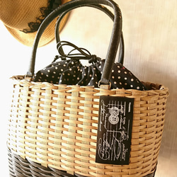 Magnolia　ベージュ×黒　かごバッグ　バイカラー 6枚目の画像