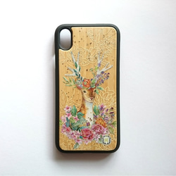 【受注生産】Deer Bamboo-鹿と花のスマホカバー-(iPhone XR,iPhone XS Max) 6枚目の画像