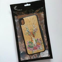【受注生産】Deer Bamboo-鹿と花のスマホカバー-(iPhone XR,iPhone XS Max) 3枚目の画像