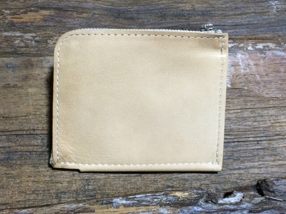 L型ラウンド財布 カードポケット付き ヤギ革のナチュラル 2枚目の画像