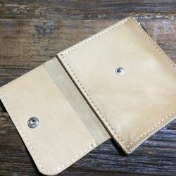 L型ラウンド財布 カードポケット付き ヤギ革のナチュラル 4枚目の画像