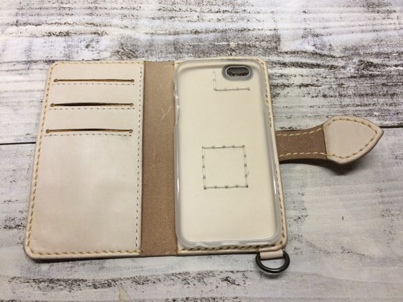 オーダー作品 本革タンローヌメ革スマホケース 3枚目の画像