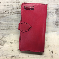 赤いiPhone7plusタンロー手染めのレザーケース 2枚目の画像