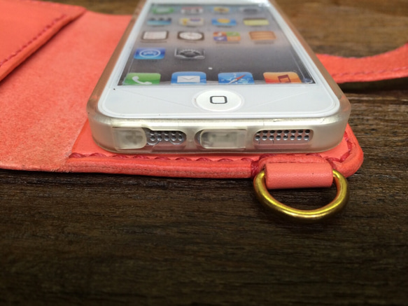 iPhone5sレザーケース　ピンク 5枚目の画像