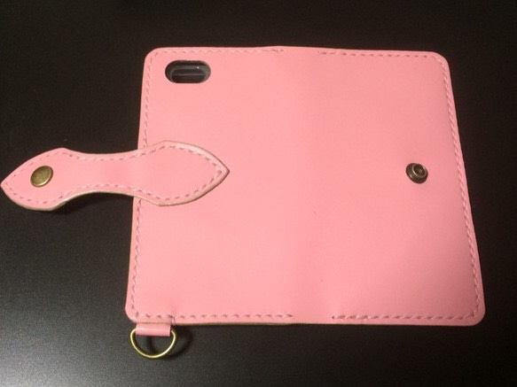 スマホのケース　ピンクのスムースレザー 各機種対応 4枚目の画像