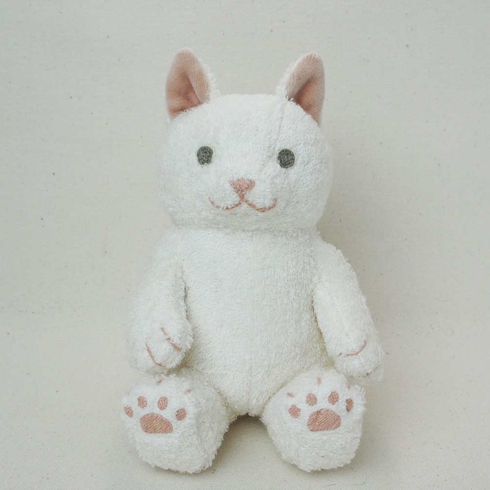 オーガニックコットン しろネコのぬいぐるみ Mサイズ