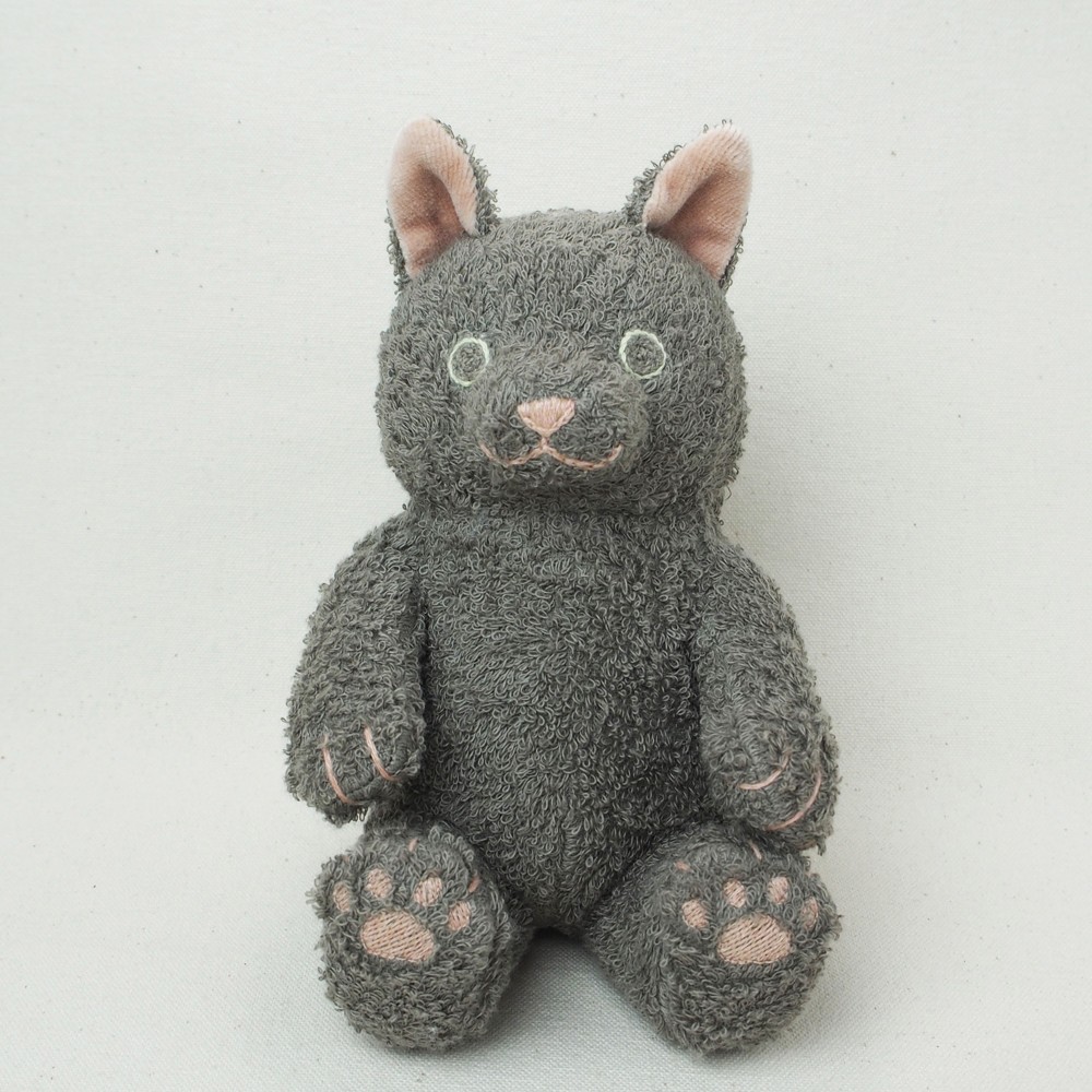 オーガニックコットン 草木染め くろネコのぬいぐるみ Mサイズ