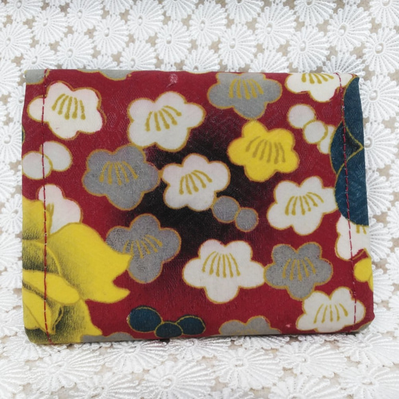 二つ折り財布　着物･葡萄茶 2枚目の画像