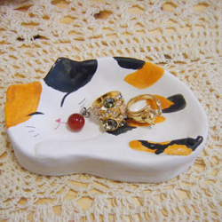 愛漂亮的貓/貓咪造型盤子/飾品收納/手工彩繪 第6張的照片