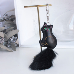 【受注制作】黒猫キーホルダー 1枚目の画像