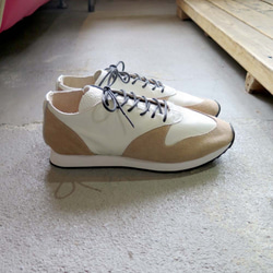 [售前特價] Nishinomiya運動鞋AIZEN白色x粉色絨面革在朝日廣播中介紹“LIFE-dream of shape-” 第3張的照片