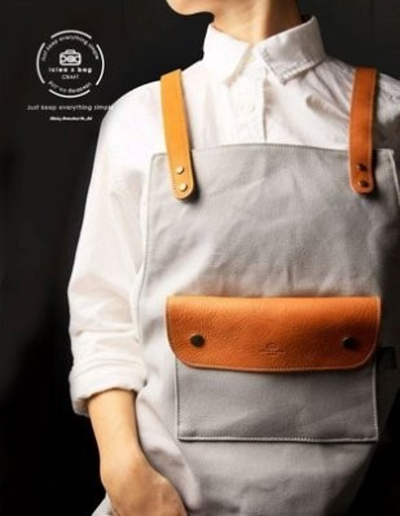 【icleaXbag】handmade working apron(cross-back strap)DG01N 2枚目の画像