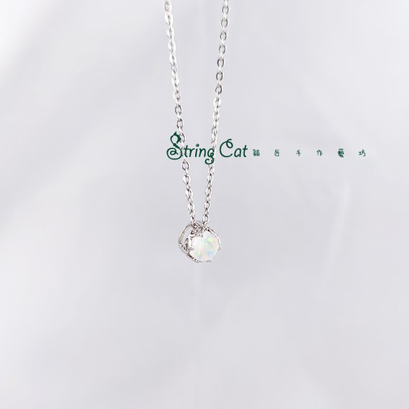 Tiara。925純銀歐泊項鍊 蛋白石 誕生石 OPAL String Cat 第2張的照片