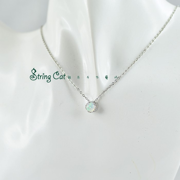 Tiara。925純銀歐泊項鍊 蛋白石 誕生石 OPAL String Cat 第3張的照片