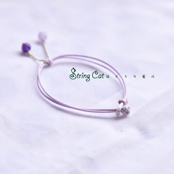 【String Cat】《紫藤》原創 925純銀紫水晶手鍊 開運 天然水晶 薰衣草水晶 第6張的照片