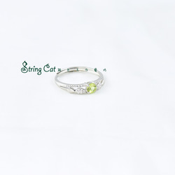 【String Cat】《Pele's tears》天然橄欖石純銀戒指 簡約 閨蜜禮物 輕珠寶 招財 優雅 第6張的照片