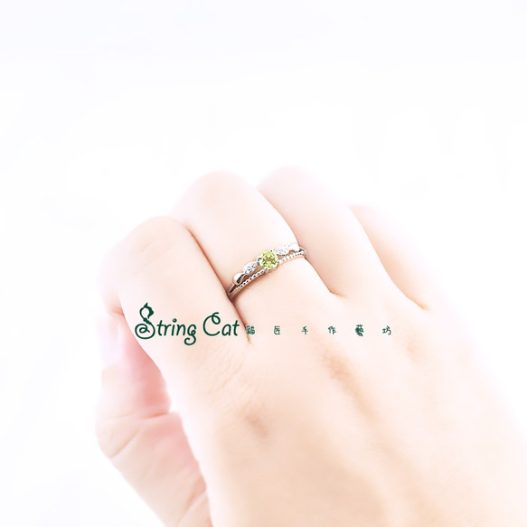 【String Cat】《Pele's tears》天然橄欖石純銀戒指 簡約 閨蜜禮物 輕珠寶 招財 優雅 第7張的照片