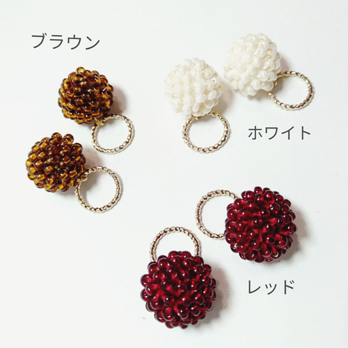 新作⭐　花柄　チェーン　ボール　ハンドメイド　ピアス　イヤリング　アクセサリー 0_7ac63f728f89328ed0ca7e6e5dd3
