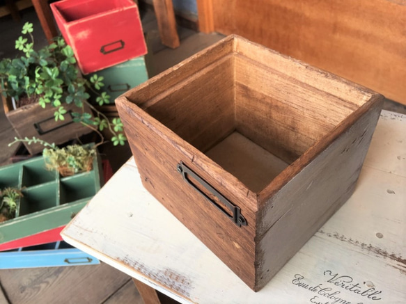 ☆木製フリーボックス・ジャコビアン　木箱　アンティーク　小物入れ　ガーデン☆ 6枚目の画像