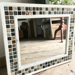 アンティーク☆モザイクタイルの鏡A・壁掛けミラー・ウォールミラー・鏡 2枚目の画像