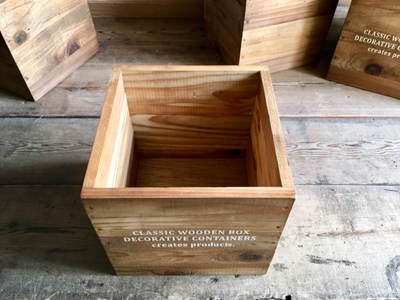 【6号・鉢カバー・A】木製　木箱　小物入れ　収納　ごみ箱　プランターカバー　ジャンク　 4枚目の画像