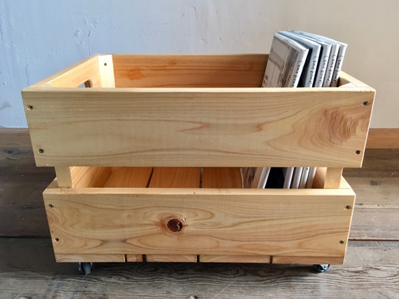 【キャスター付き】収納ボックス　ナチュラル　木箱　木製　 2枚目の画像