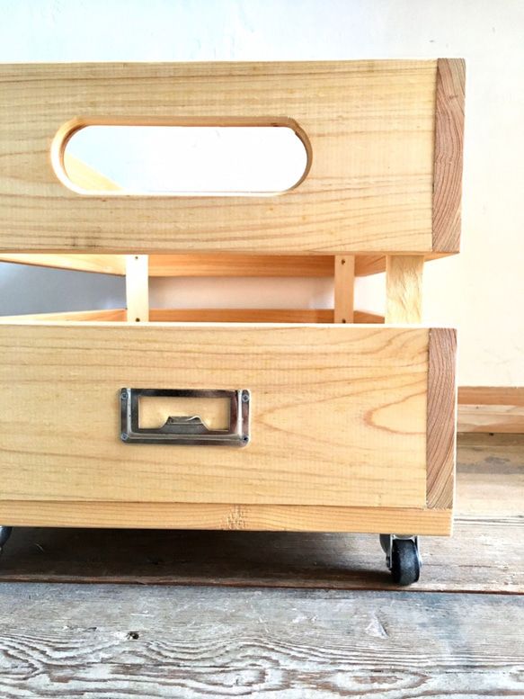 【キャスター付き】収納ボックス　ナチュラル　木箱　木製　 4枚目の画像