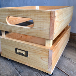 【キャスター付き】収納ボックス　ナチュラル　木箱　木製　 5枚目の画像