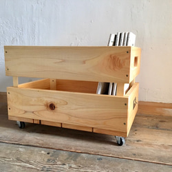 【キャスター付き】収納ボックス　ナチュラル　木箱　木製　 6枚目の画像
