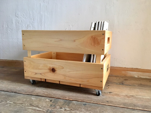 【キャスター付き】収納ボックス　ナチュラル　木箱　木製　 6枚目の画像