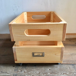【キャスター付き】収納ボックス　ナチュラル　木箱　木製　 7枚目の画像