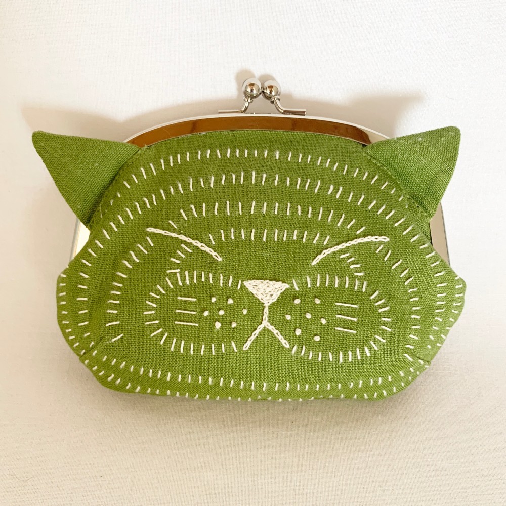 猫のポーチ（黄緑）