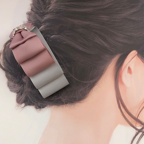 ドレープリボン♪横から見てもエレガント♡【ライトグレー&ベージュ